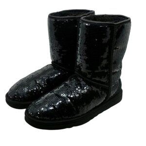 UGG Classic Short Sheepskin Shearling Women's Boots BLACK SEQUIN Size 9